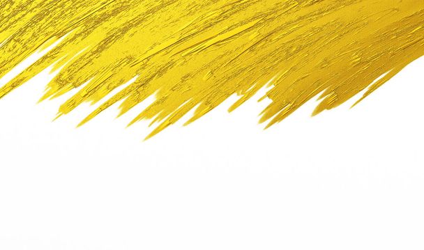 白地にゴールドのブラシ ストロークのテクスチャ - 写真・画像