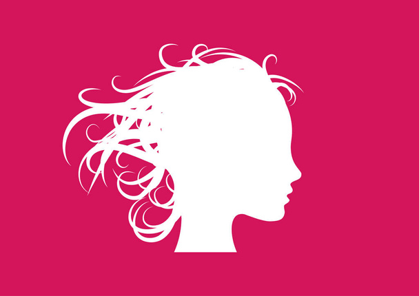 Vector sinal beleza cabelo, menina no vento
 - Vetor, Imagem
