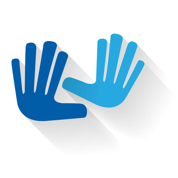 Vecteur mains bleues touchant
 - Vecteur, image