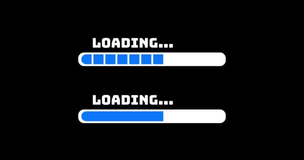 Horizontal bar loader progress animation. Game loading. Filling the loading. App, program, site loading. Horizontal loader with the blue bar. - Footage, Video