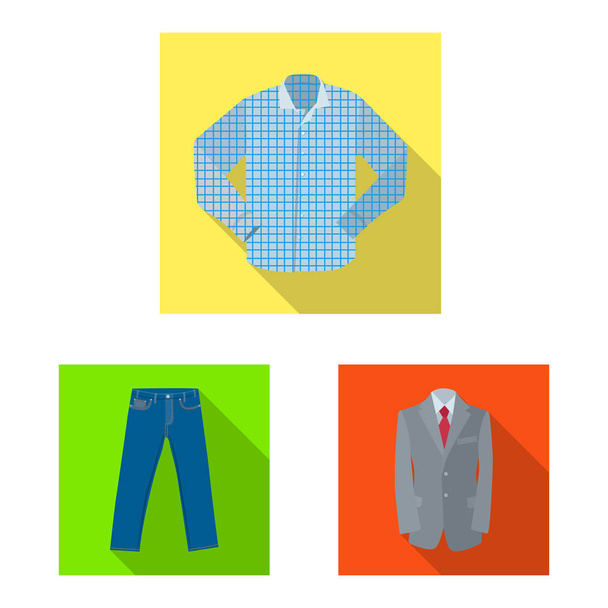 Vector illustration of man and clothing logo. Set of man and wear stock symbol for web. - Vektor, kép
