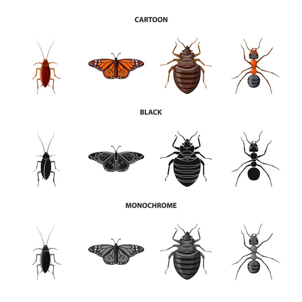Vektorový design hmyzu a překrýt znamení. Sada hmyzu a prvek vektorové ilustrace. - Vektor, obrázek