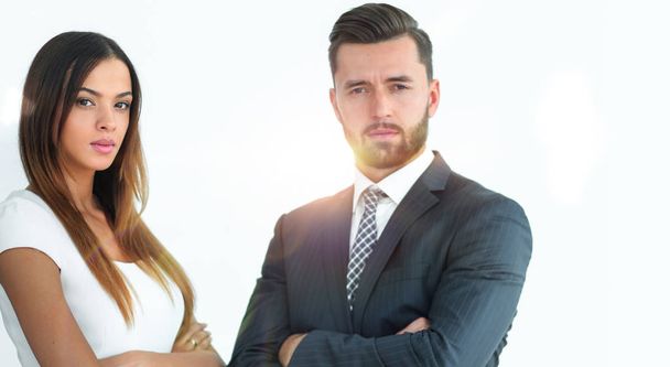 A business man and woman with their hands crossed - Фото, зображення