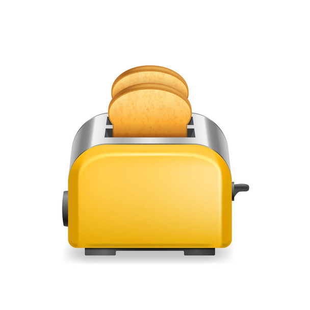 Realistic Detailed 3d Glossy Toaster with Bread. Vector - Вектор, зображення
