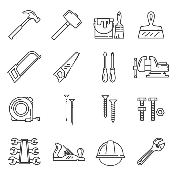 Woodwork, carpentry tools vector icons - Вектор,изображение