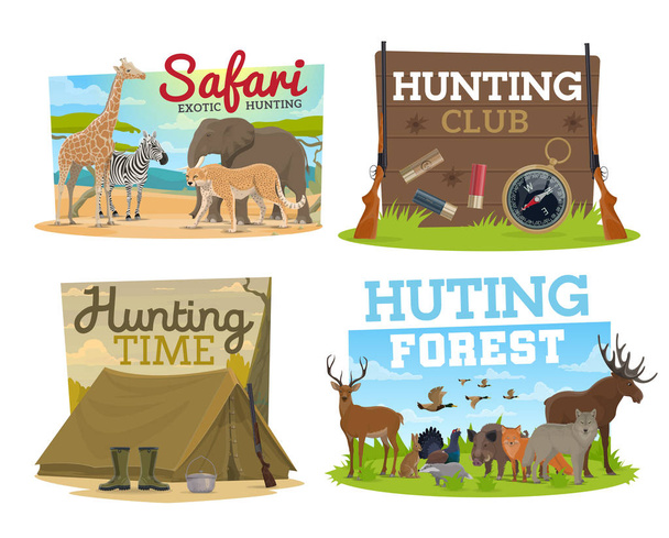 Hunting klubu i safari polowanie przygoda - Wektor, obraz