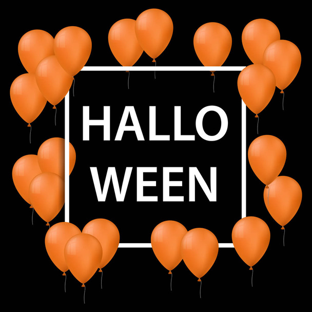 vector frame with orange ballons for halloween - Vector, Image