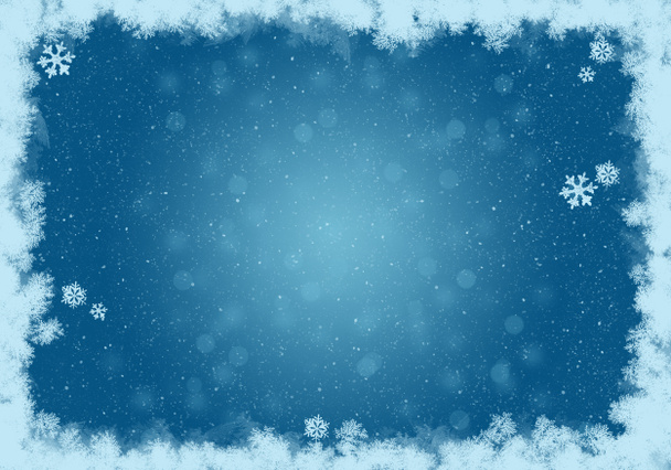 Blue Winter Background with snowflakes for your own creations - Photo, Image