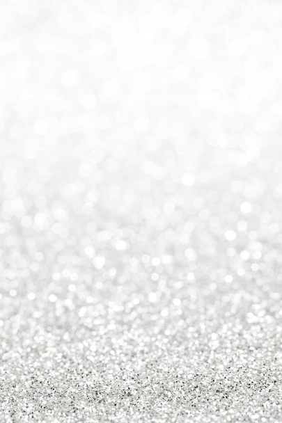 Glittery shiny lights silver abstract Christmas background - Photo, image