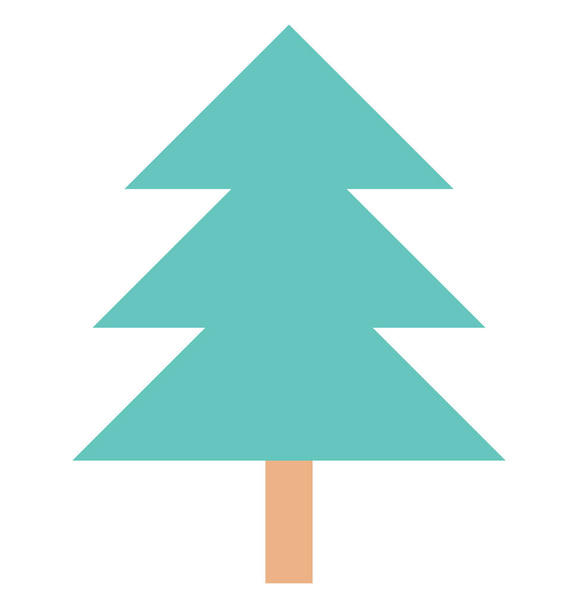 Fir Tree Colored Vector Illustration - Vector, Image