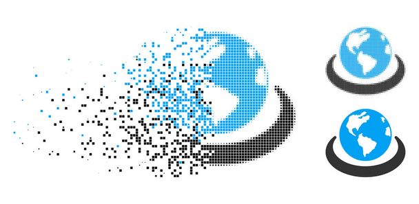 Disappearing Pixelated Halftone International Network Icon - Vector, Image