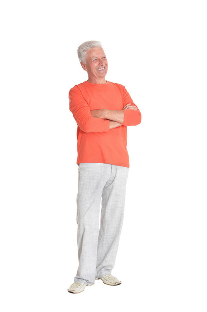  senior  man posing on white background - 写真・画像