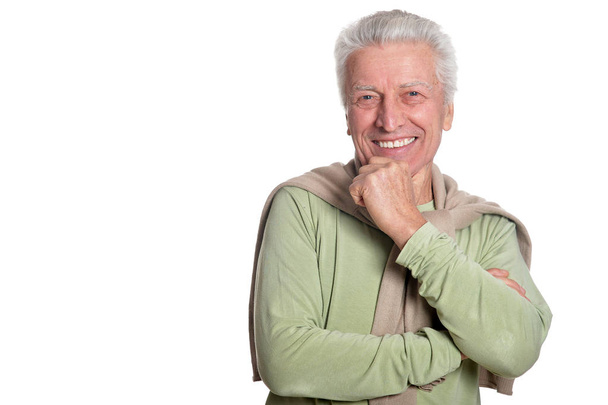 Portrait of confident senior man isolated on white background - Photo, Image