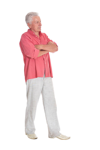  senior  man posing on white background - 写真・画像