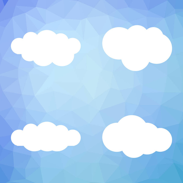 Illustrazione vettoriale. Set di nuvole bianche su sfondo blu. Stile piatto - Vettoriali, immagini