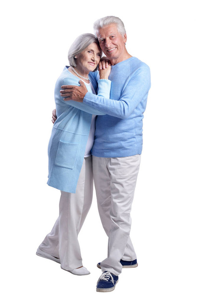 Portrait of happy  senior couple  on  white background - Foto, Imagem