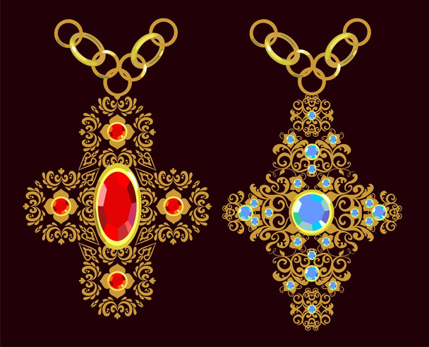 gold floral cross - Vector, Image