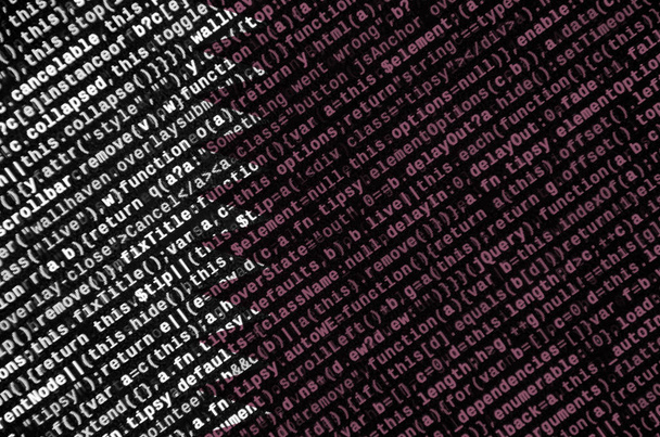 Прапор Катару відображений на екрані з програмного коду. Концепція сучасні технології та створення сайтів. - Фото, зображення