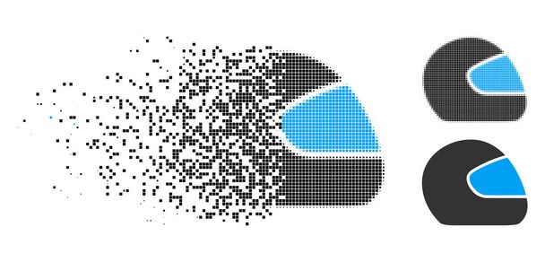 Fragmentované Pixel polotónů motocykl helma ikona - Vektor, obrázek