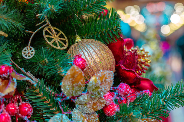 Closeup on Christmas tree decoration over festive background - Photo, Image