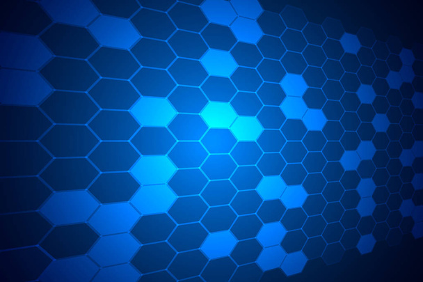 青い六角形パターン、抽象的な技術の背景 - ベクター画像