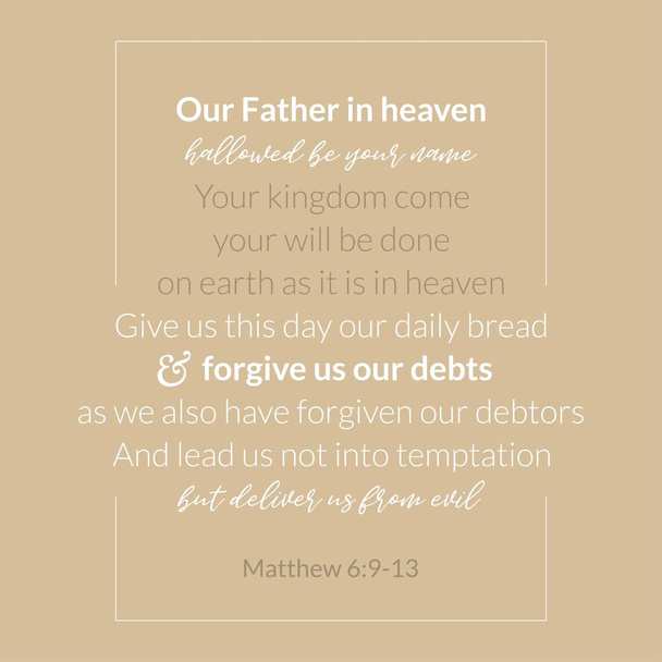 Notre père dans les cieux, prière que Jésus enseigne à l'apôtre depuis Matthieu 6 : 9-13, illustration vectorielle
 - Vecteur, image