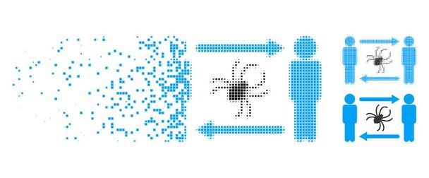 Dispersed Pixelated Halftone Persons Exchange Parasite Icon - Vector, Image