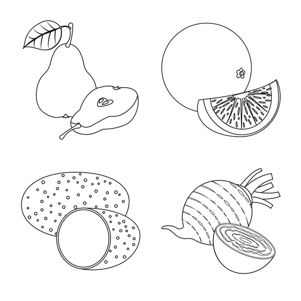 Vector design of vegetable and fruit symbol. Set of vegetable and vegetarian stock vector illustration. - Вектор, зображення
