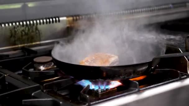 Heerlijk stuk duck breast vlees bakken in de pan - Video