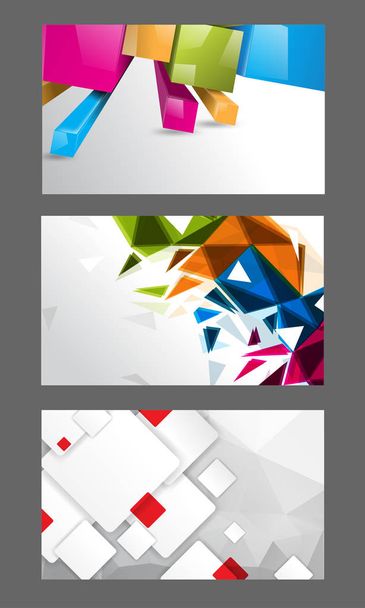 Set of covers with bright colourful geometrical shapes - Вектор,изображение