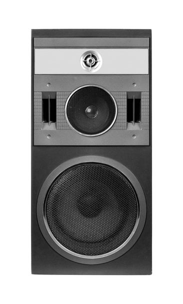 Muziek en geluid - Front weergave een drieweg line array luidspreker behuizing kabinet geïsoleerd op een witte achtergrond. - Foto, afbeelding