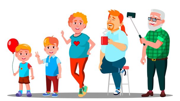 Generación Hombre - Abuelo, Padre, Hijo, Nieto Vector. Ilustración aislada
 - Vector, imagen