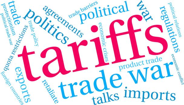 Tariffs word cloud on a white background.  - Vector, Image
