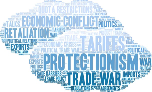 Protectionisme word cloud op een witte achtergrond.  - Vector, afbeelding