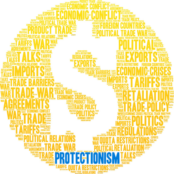 Protekcionizmus szó felhő egy fehér háttér.  - Vektor, kép