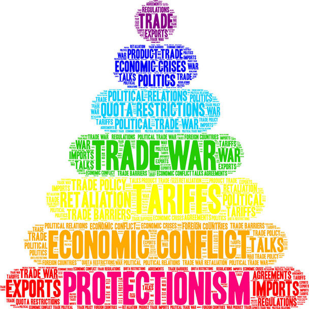 Protekcionismus slovo mrak na bílém pozadí.  - Vektor, obrázek