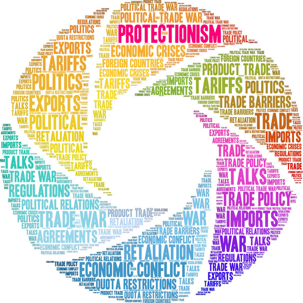 Protectionism word cloud on a white background.  - Vector, Image