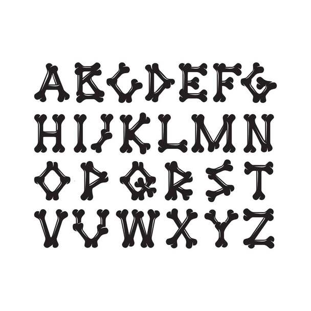 Alphabet of bones set 1, the constructor for T-shirt prints - Вектор,изображение