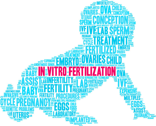 Wortwolke für In-vitro-Fertilisation auf weißem Hintergrund.  - Vektor, Bild