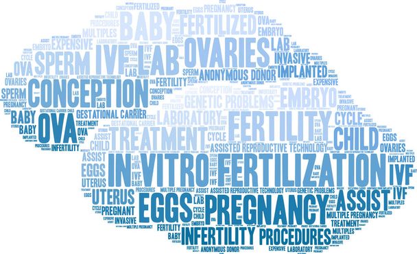 Wortwolke für In-vitro-Fertilisation auf weißem Hintergrund.  - Vektor, Bild