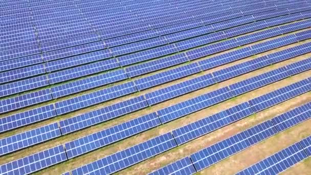 Aerial Close Up Of Solar Panels Collecting Sun Light Green Energy Nature Preservation Ecology Innovation Clean Green Living Concept. - Footage, Video