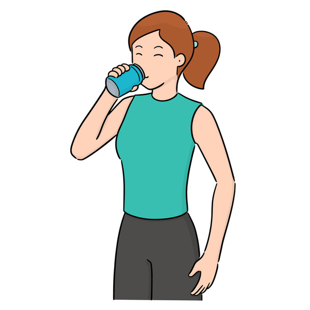 vector of woman drinking - Vector, Image