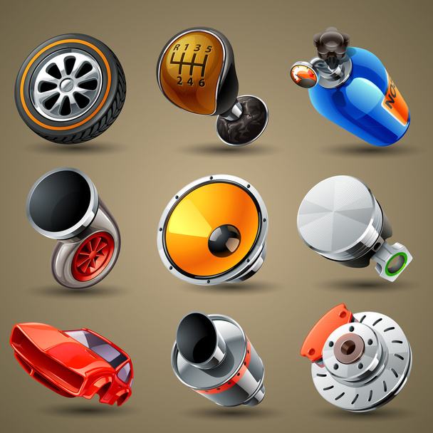 Piezas de automóviles y servicios iconos
 - Vector, imagen