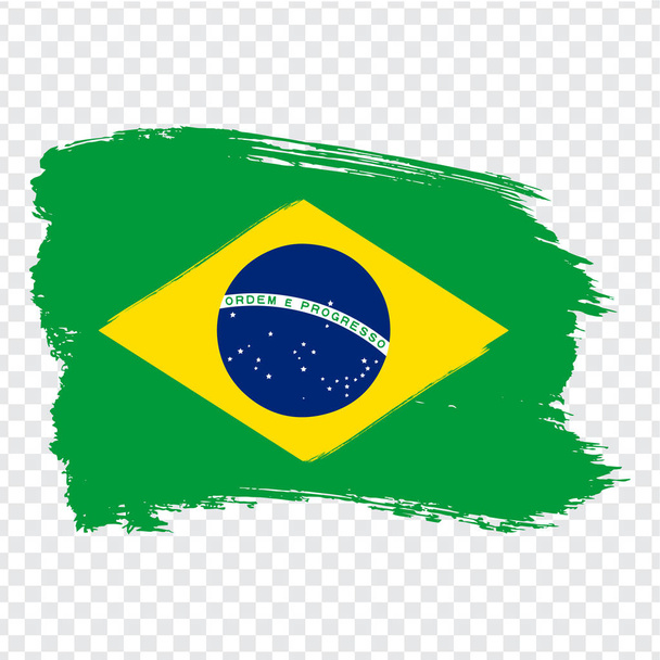 Vlajka Brazílie, pozadí tahu štětce. Brazilská vlajka na průhledném pozadí. Skladem vektor. Vlajka pro design webových stránek, logo, uživatelské rozhraní aplikace. Vektorové ilustrace Eps10. - Vektor, obrázek