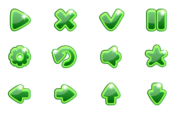 Векторна зелена колекція набору скляних кнопок для Ui
 - Вектор, зображення