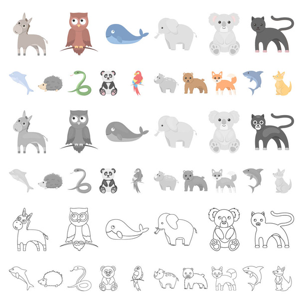 Iconos de dibujos animados de animales poco realistas en la colección de conjuntos para el diseño. Animales de juguete vector símbolo stock web ilustración
. - Vector, imagen