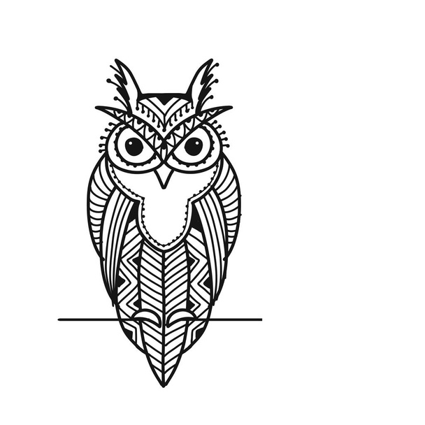 Ornate owl, zenart for your design - Vector, Image