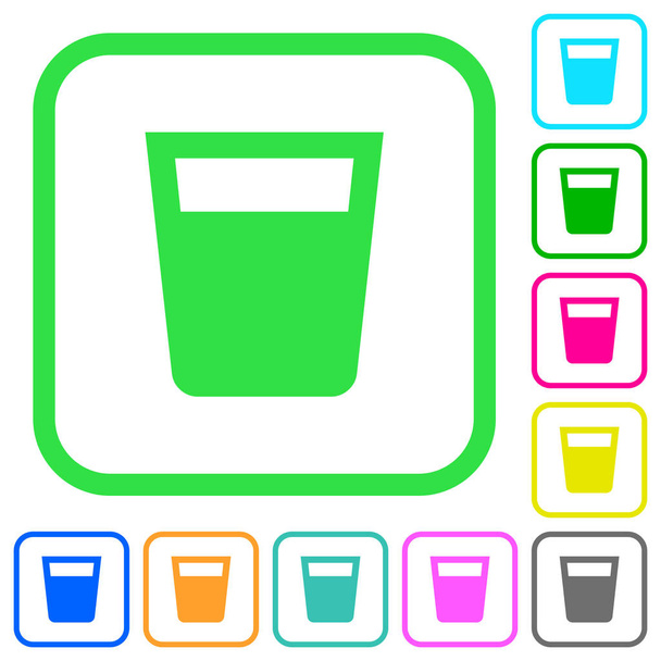 Drink vivid colored flat icons in curved borders on white background - ベクター画像