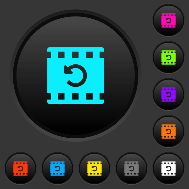 Deshacer cambios de película botones oscuros con iconos de color vivos sobre fondo gris oscuro
 - Vector, imagen