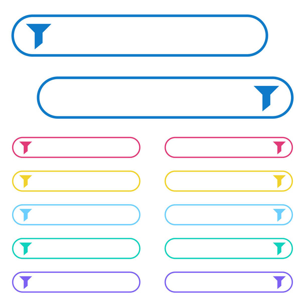 Ícones de filtro ícones em botões de menu de cores arredondadas. Variações do ícone do lado esquerdo e direito
. - Vetor, Imagem
